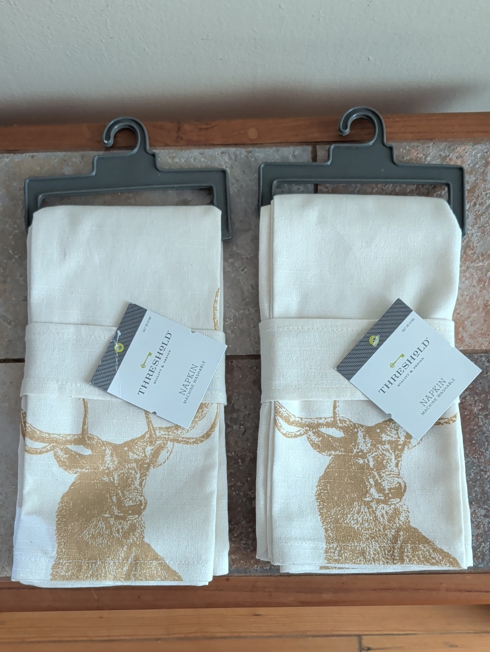 Threshold Cloth Napkins Gold Stag Deer Print (Set of 4) Table Linens NWT